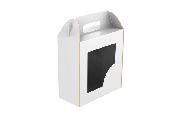 具有窗体的盒子 在白色背景上被切割 3D说明 — 图库照片