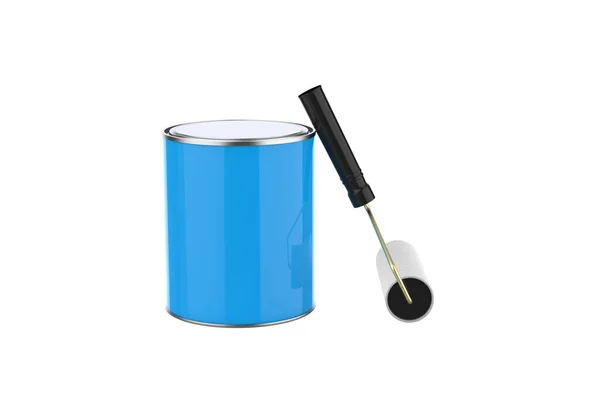 Paint Can Roller Mockup Isolated White Background Ілюстрація — стокове фото