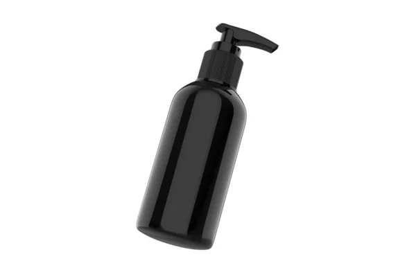 Bottiglia Plastica Lucida Con Dispenser Mockup Sapone Liquido Shampoo Doccia — Foto Stock
