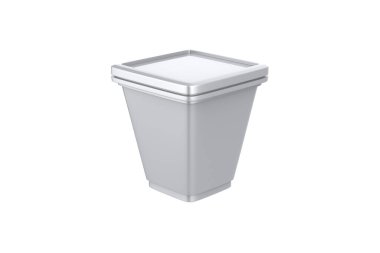 Peynir, sos ve beyaz arka planda izole aperatifler için kapaklı plastik kutu kabı. 3d illüstrasyon