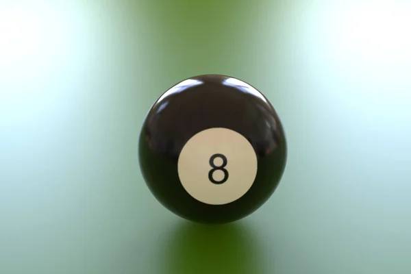 隔離された緑の背景にブラック ビリヤード ボール 3Dイラスト — ストック写真