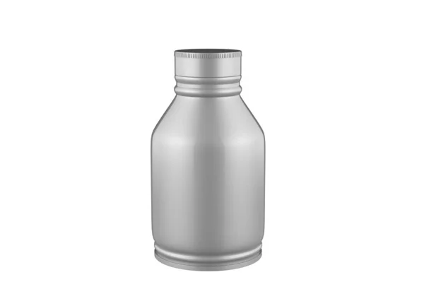 Botella Jarabe Metalizado Mockup Aislado Sobre Fondo Blanco Ilustración —  Fotos de Stock