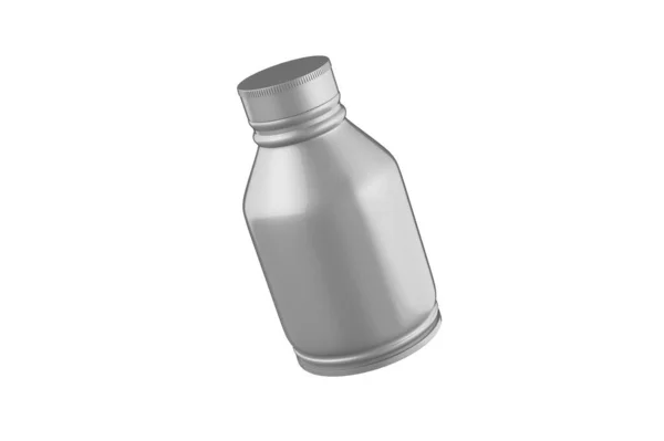 Botella Jarabe Metalizado Mockup Aislado Sobre Fondo Blanco Ilustración — Foto de Stock