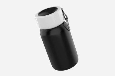 Boş termos yalıtılmış, paslanmaz çelik içecek şişesi model şablonu. 3d illüstrasyon.