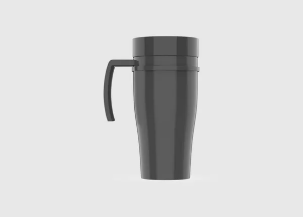 Realistic Thermo Cups Plastic Handle Isolated White Background Illustration — стоковое фото