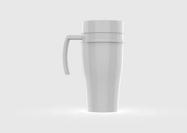 Realistic Thermo Cups Plastic Handle Isolated White Background Illustration —  Fotos de Stock