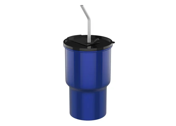 Blank Disposable Plastic Cup Straw Mockup Isolated White Background Illustration — 스톡 사진