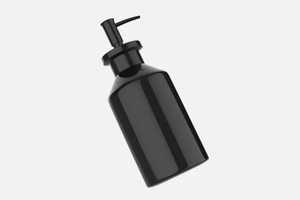 Bottiglia Cosmetica Metallica Con Pompa Mockup Illustrazione — Foto Stock