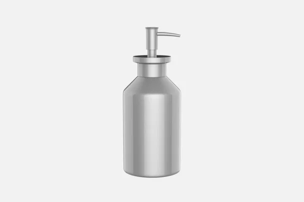 Metallisk Kosmetisk Flaska Med Pump Mockup Illustration — Stockfoto