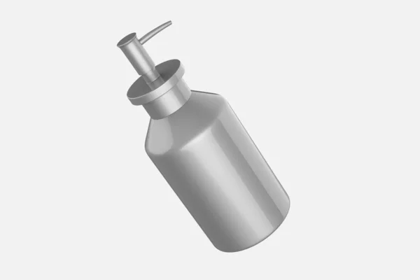 金属化妆品瓶与泵燃烧器 3D说明 — 图库照片