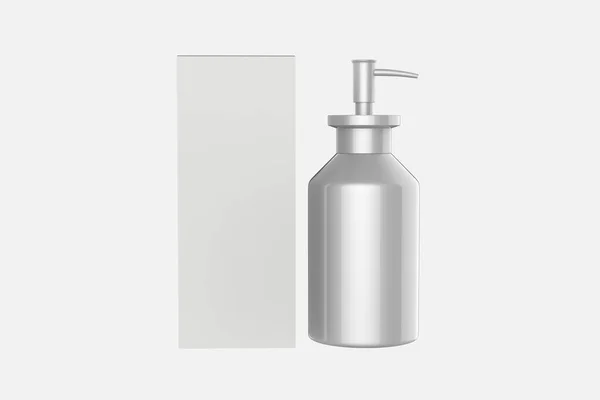 Metallisk Kosmetisk Flaska Med Pump Mockup Illustration — Stockfoto