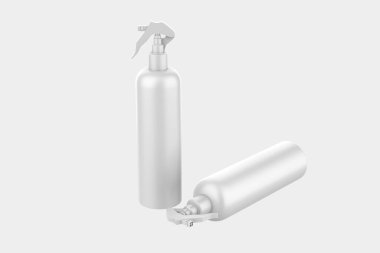 Püskürtücü Temizleyici Plastik Şişe, beyaz arka planda izole edilmiş, tasarımınız için hazır. 3d Görüntü 