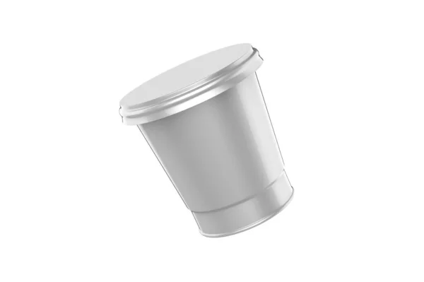 Glossy Metallic Cup Mockup Isolado Fundo Branco Ilustração — Fotografia de Stock