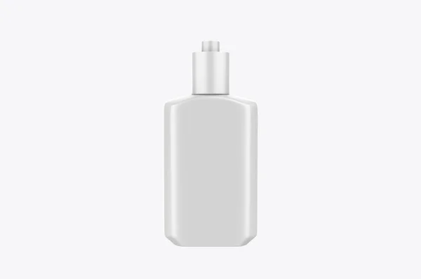 Glossy Plastic Cosmetic Bottle Mockup Isoliert Auf Weißem Hintergrund Illustration — Stockfoto
