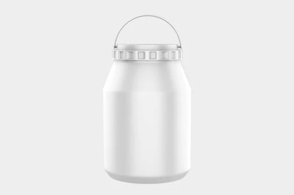 Plástico Jar Mockup Isolado Fundo Branco Ilusão — Fotografia de Stock