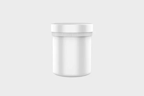ピルまたはビタミン栄養補助食品ボトル 白い背景で隔離された医学薬品のプラスチックびん 3Dイラスト — ストック写真