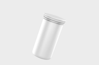 İlaç ya da vitamin takviyesi şişesi beyaz arka planda izole edilmiş tıbbi ilaç plastik şişesi. 3d illüstrasyon