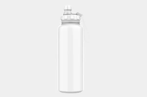 Glossy Sport Bottle Mockup แยกก นบนพ นหล ขาว ภาพ — ภาพถ่ายสต็อก