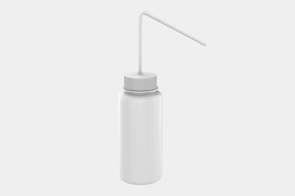 Glossy Plastikflasche Mit Stroh Attrappe Isoliert Auf Weißem Hintergrund — Stockfoto