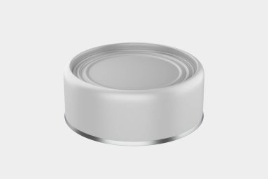 Konserve balık ürünü paketi. Metalik koruma beyaz arkaplanda izole edildi. 3d illüstrasyon