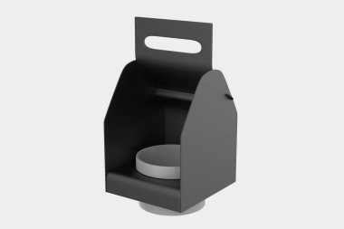 Beyaz arka planda izole edilmiş kutuya saksı koy. 3d illüstrasyon