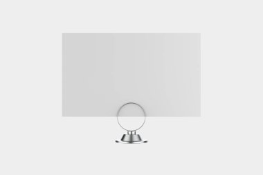 Parlak Metalik Holder Mockup 'lı Kartvizit Beyaz Arkaplanda İzole Edildi. 3d illüstrasyon