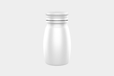 Matte Plastik Jar Mockup beyaz arka planda izole edildi. 3d illüstrasyon