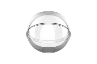 Beyaz arka planda izole edilmiş Dome Cap Mockup ile Plastik Kupa Temizle. 3d illüstrasyon