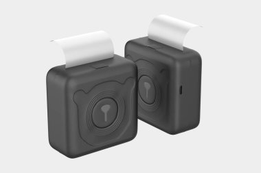 Yeni kablosuz taşınabilir mobil termal fotoğraf yazıcısı, cep taşınabilir A6 fotoğraf yazıcısı. 3d illüstrasyon