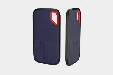 Harici sabit disk beyaz arkaplanda izole edildi. 3d illüstrasyon