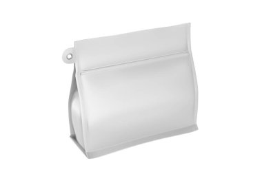 Düz tabanlı kahve poşetleri yeniden mühürlenebilir fermuarlı çanta alüminyum parlak yiyecek paketlerini kaldırın. 3d illüstrasyon