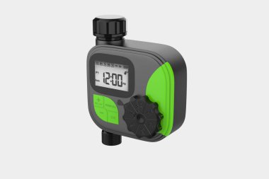 Akıllı Çiçek Sulama Elektrikli Pil Bahçe Su Zamanlayıcısı. 3d illüstrasyon