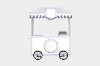 Fast food ya da kahve standı beyaz arka planda izole edilmiş.