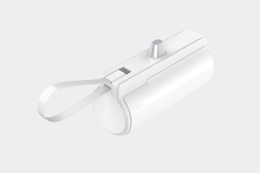 Küçük kapsül batarya güç bankası, kablosuz hızlı şarj. Powerbank Taşınabilir Şarj, telefon için elektrik bankaları. 3d illüstrasyon