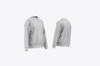 Boş sweatshirt şablonu, görünmez mankenin doğal şekli, baskı için tasarlanmış, beyaz arka planda izole edilmiş. 3d illüstrasyon