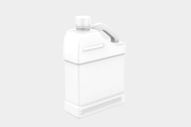 Beyaz arka planda izole edilmiş plastik Jerry Can Mockup. 3d illüstrasyon