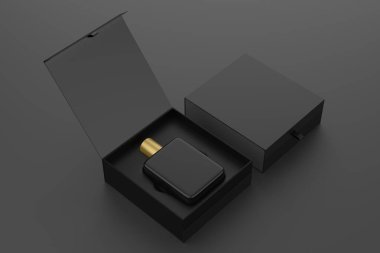 Özel Lüks Parfüm Hediye Kutusu Parfüm Paketi Tasarım Kutusu. 3d illüstrasyon