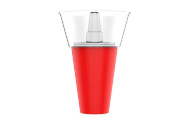 Tek kullanımlık Hot Ot Kupası. Kalın plastik kupa sütlü çerez bardağı tutacağı. 3d illüstrasyon