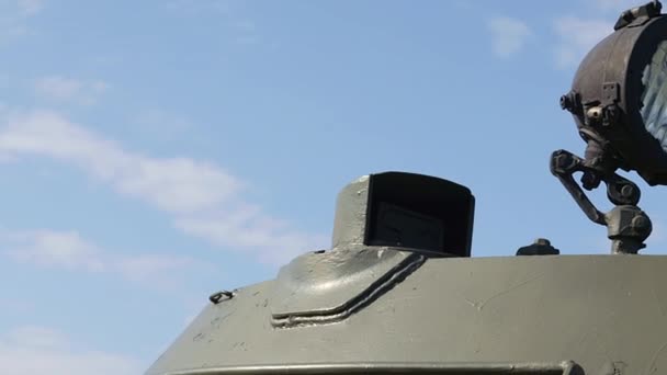 Přední Reflektor Sovětského Bojového Tanku Velmi Jasné Reflektory Tankové Věži — Stock video