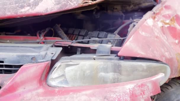 Accident Street Damaged Car Collision City Broken Headlights Result Collision — Vídeos de Stock