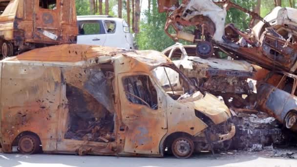 Auto City Irpin Kyiv Region Ukraine Russia Ukraine War Consequences — Wideo stockowe
