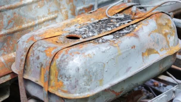 Broken Burned Cars Parking Lot Accident Deliberate Vandalism Burnt Out — Vídeo de stock