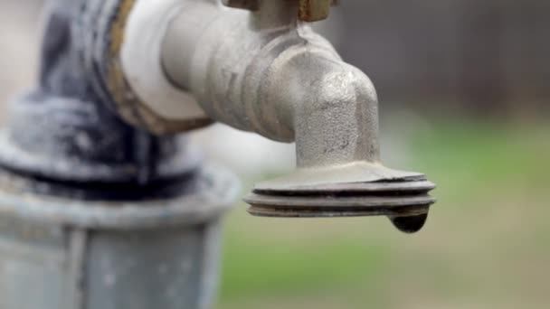 Grifo Agua Fondo Naturaleza Abrir Cerrar Grifo Para Ahorrar Agua — Vídeo de stock