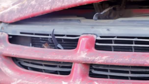 Accident Street Damaged Car Collision City Broken Headlights Result Collision — Wideo stockowe