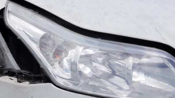 Accident Street Damaged Car Collision City Broken Right Headlight Result — Vídeo de Stock