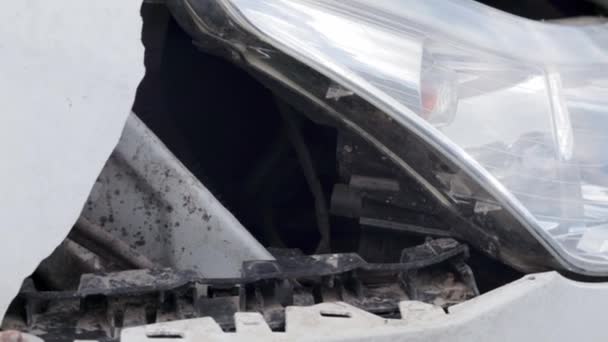 Accident Street Damaged Car Collision City Broken Right Headlight Result — Vídeo de Stock