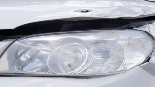 Accident Street Damaged Car Collision City Broken Left Headlight Result — Stockvideo