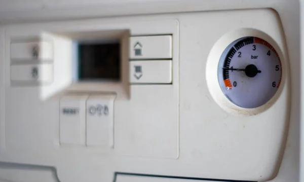 Gas Pressure Meter Panel Heating Gas Boiler Symbolic Image Heating — Stock Photo, Image