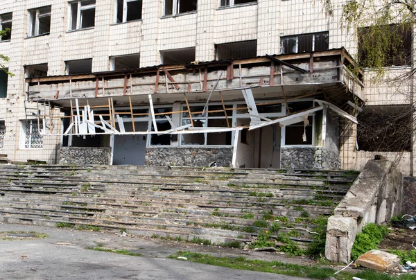 Burnt Apartments Multi Storey Residential Building Consequences War Ukraine Buildings — Stock Photo, Image