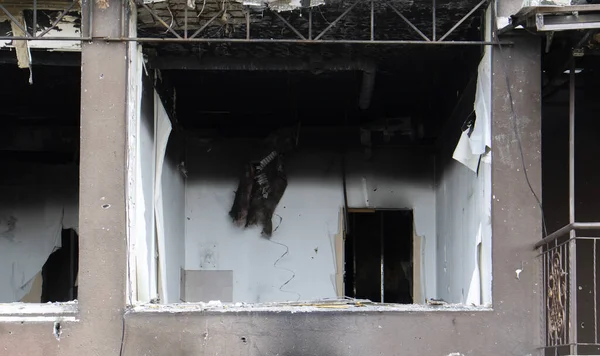 Obytná Budova Silném Požáru Byty Balkony Byly Zničeny Ohněm Poté Stock Snímky